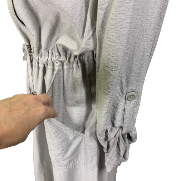 CHICO'S Light Gray Long Sleeve Blouson Shirt Dress‎ - Picture 5 of 15